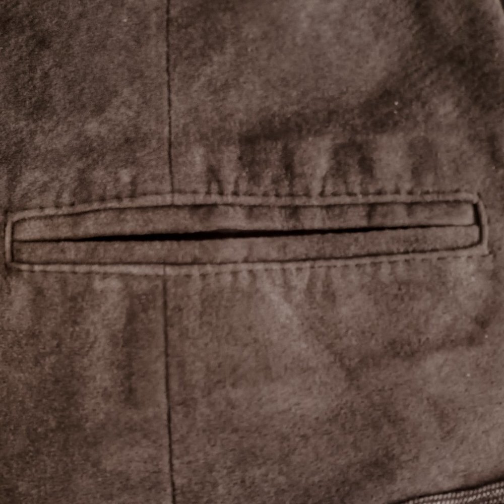Chico's Brown Suede Leather Soutache Ribbon Trim Jacket - Picture 5 of 8